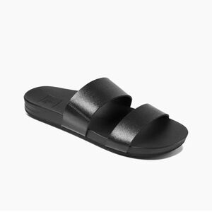 Reef Black Double Strap Vegan Slip On Sandal 8 Women